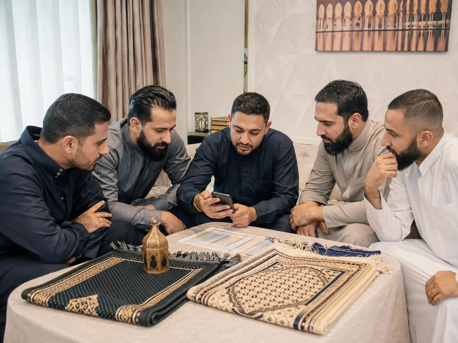 Gruppe mit Schärpe und einheitlichem Motto-Outfit beim Fotografieren